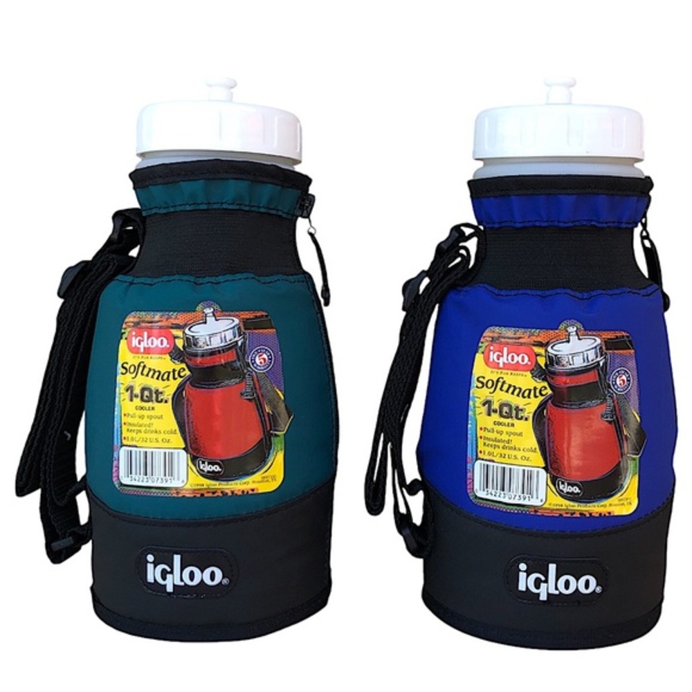 Igloo Set 2 New Vintage Insulated Retro Reusable Water Bottle Shoulder Strap